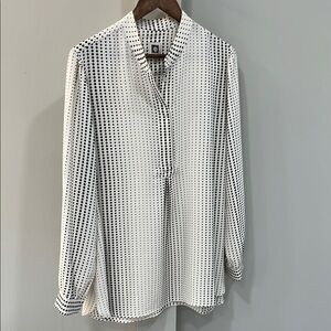 Anne Klein White and Black Polka Dot Women's Top